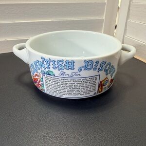 Vintage Crawfish Bisque Ceramic Soup Bowl - 5” with recipe printed